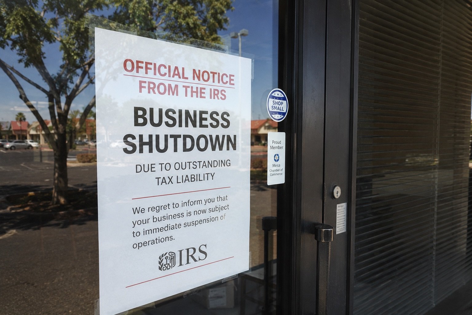 Small business temporarily closed due to unresolved IRS tax debt